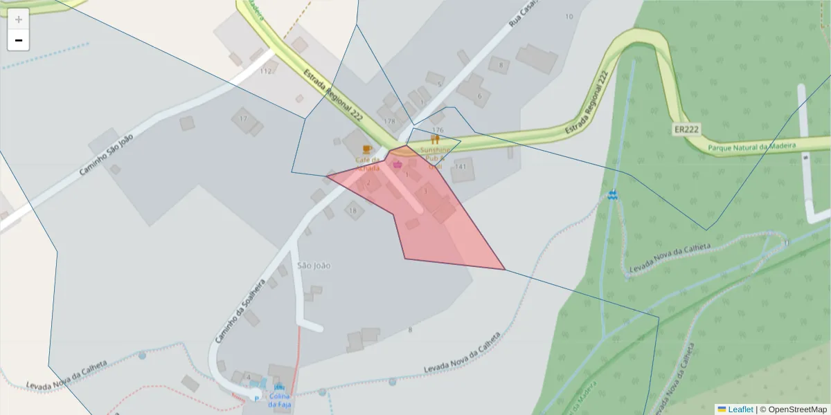 Mapa detalhado do código postal 9370-371 com limites, códigos postais vizinhos e agências dos correios