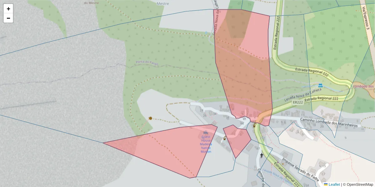 Mapa detalhado do código postal 9370-372 com limites, códigos postais vizinhos e agências dos correios