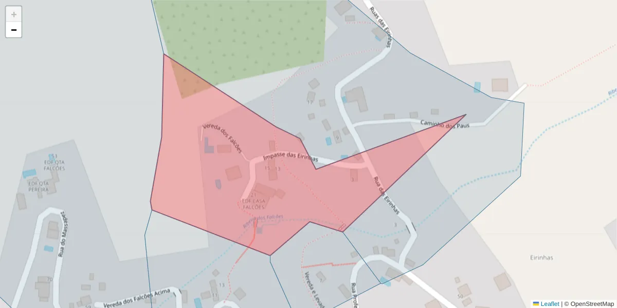 Mapa detalhado do código postal 9370-383 com limites, códigos postais vizinhos e agências dos correios