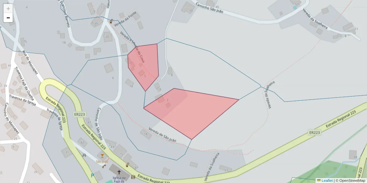 Mapa detalhado do código postal 9370-386 com limites, códigos postais vizinhos e agências dos correios