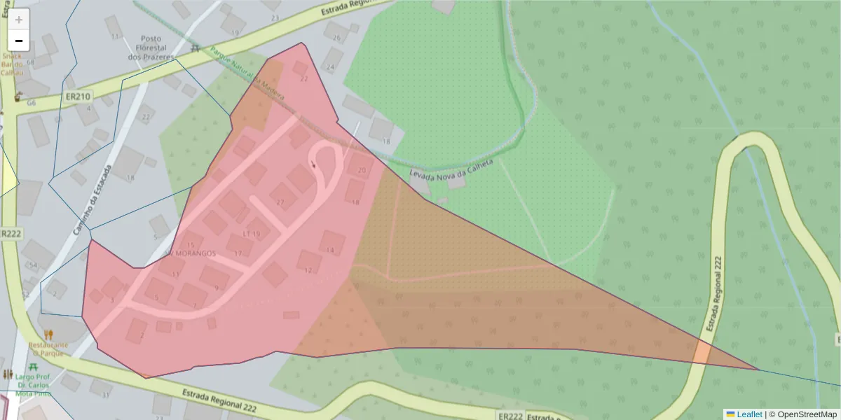 Mapa detalhado do código postal 9370-623 com limites, códigos postais vizinhos e agências dos correios