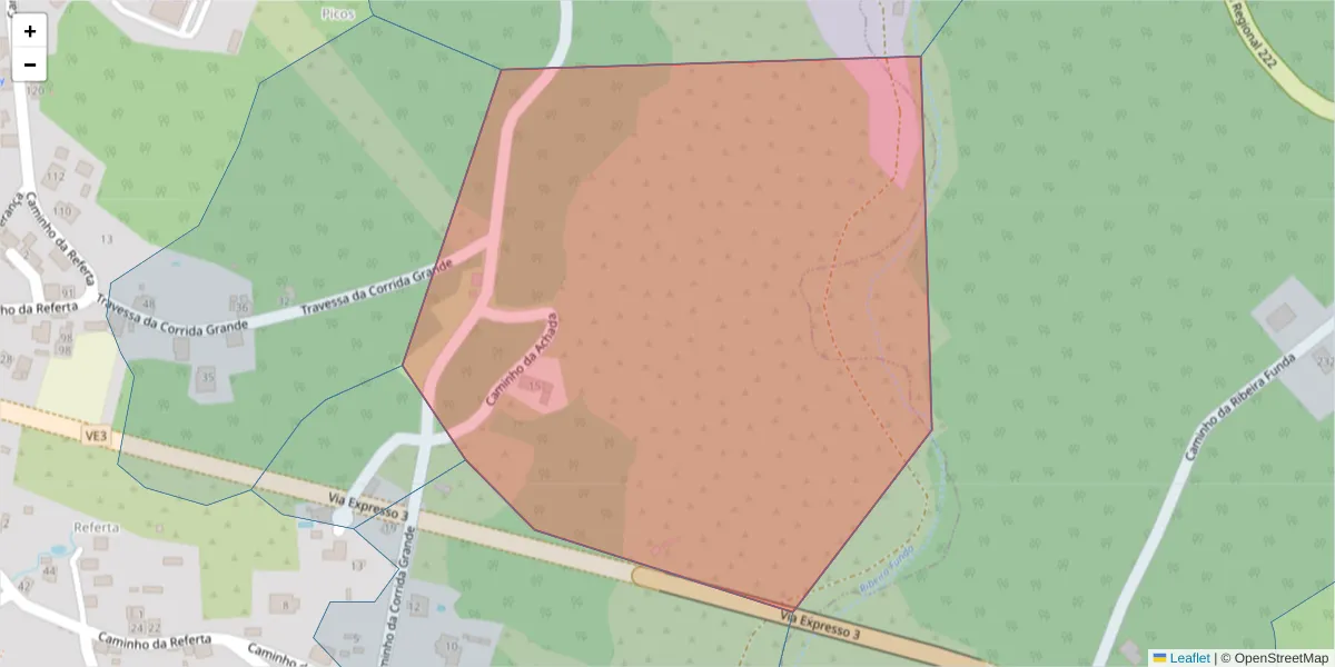 Mapa detalhado do código postal 9370-628 com limites, códigos postais vizinhos e agências dos correios