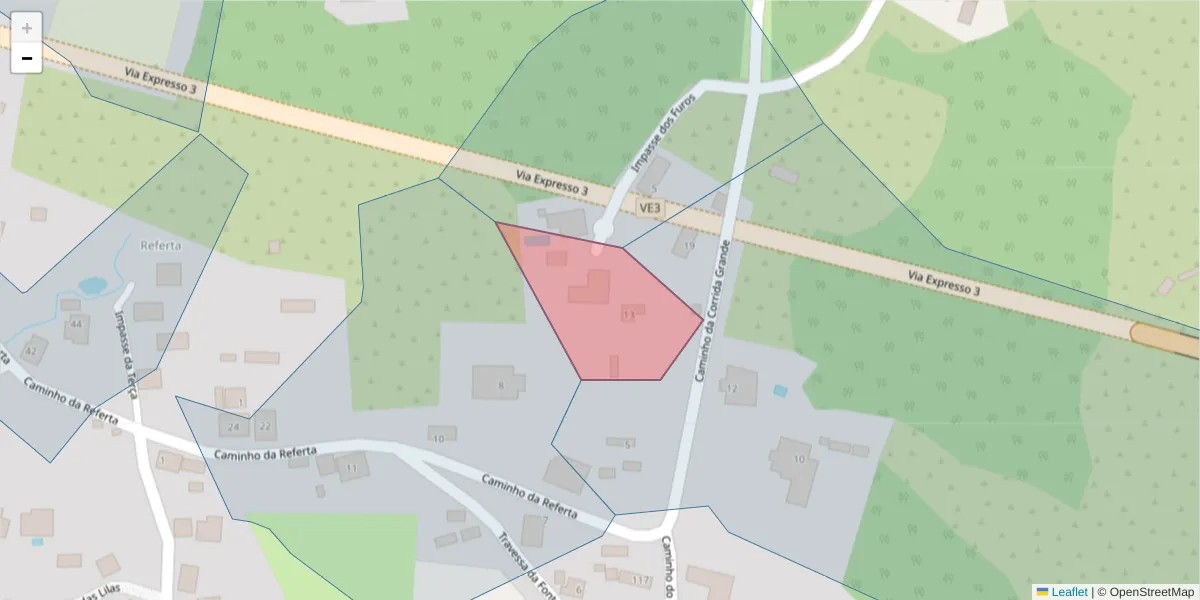 Mapa detalhado do código postal 9370-637 com limites, códigos postais vizinhos e agências dos correios