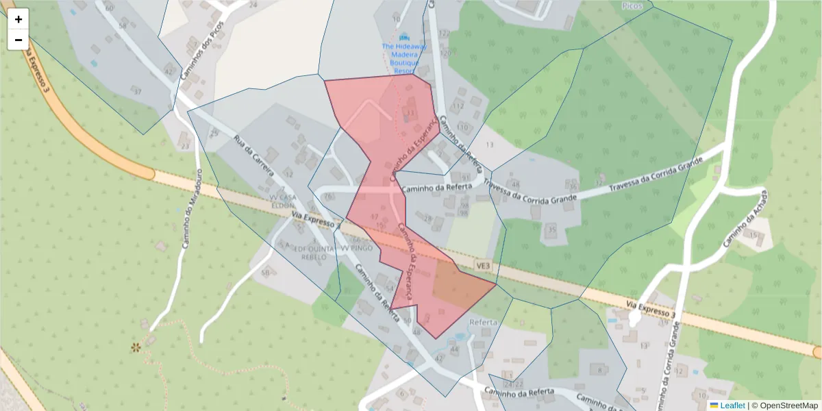 Mapa detalhado do código postal 9370-651 com limites, códigos postais vizinhos e agências dos correios