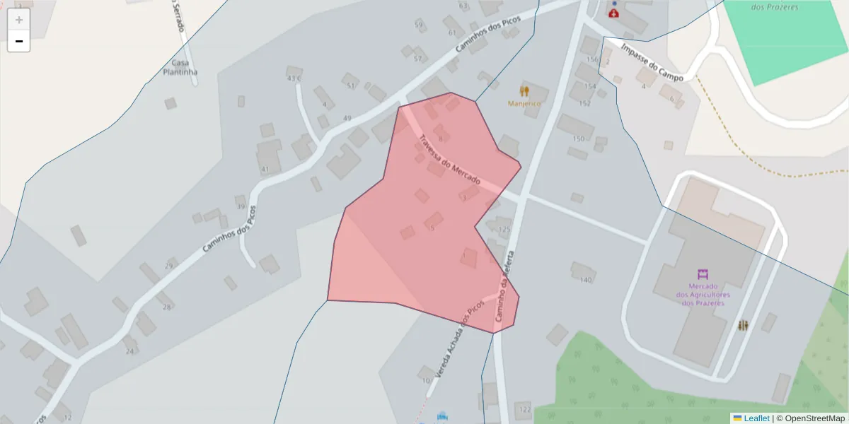 Mapa detalhado do código postal 9370-655 com limites, códigos postais vizinhos e agências dos correios