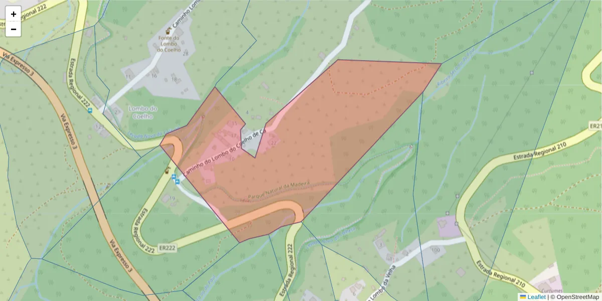 Mapa detalhado do código postal 9370-664 com limites, códigos postais vizinhos e agências dos correios