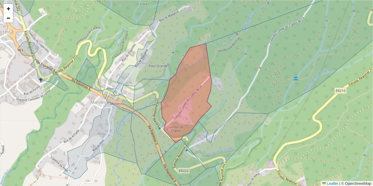Mapa detalhado do código postal 9370-666 com limites, códigos postais vizinhos e agências dos correios