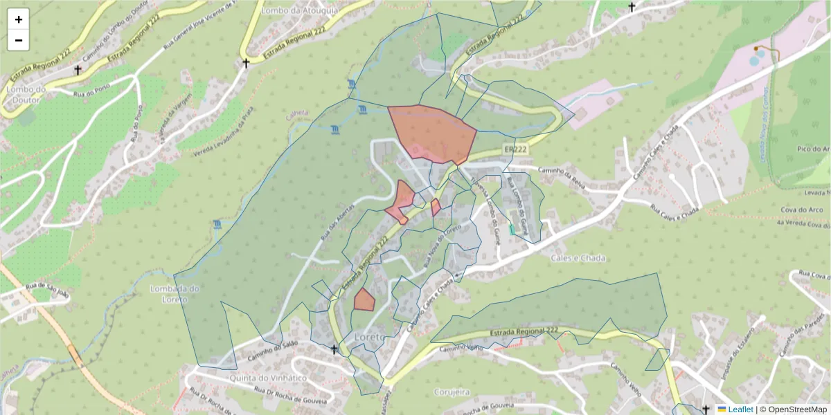 Mapa detalhado do código postal 9370-703 com limites, códigos postais vizinhos e agências dos correios