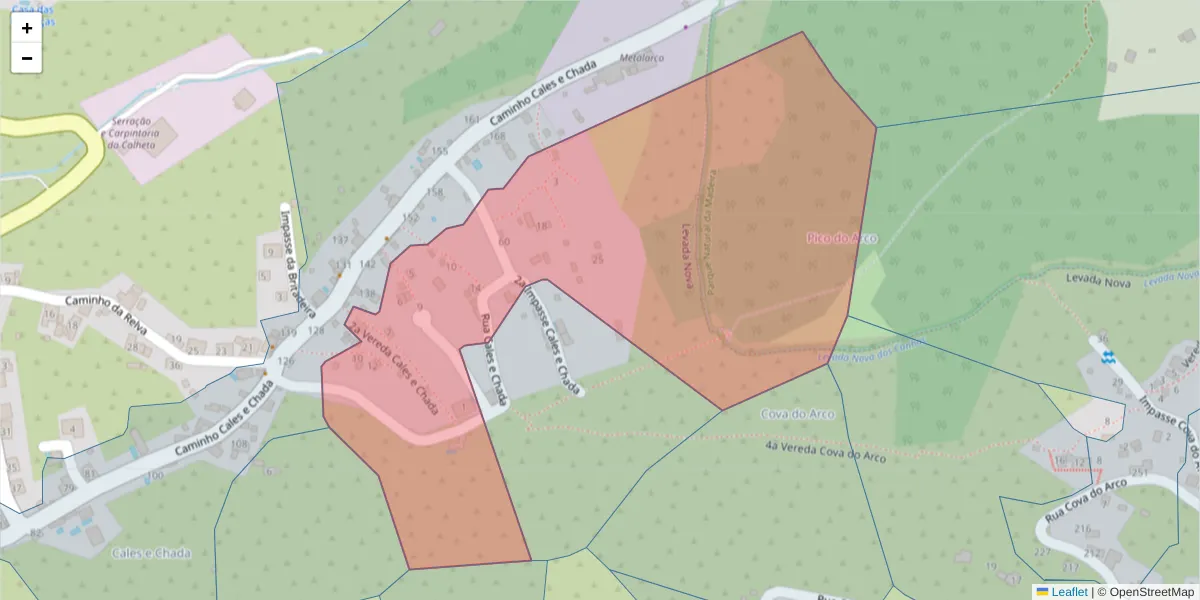 Mapa detalhado do código postal 9370-720 com limites, códigos postais vizinhos e agências dos correios