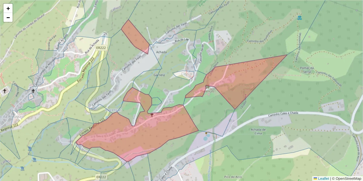 Mapa detalhado do código postal 9370-731 com limites, códigos postais vizinhos e agências dos correios