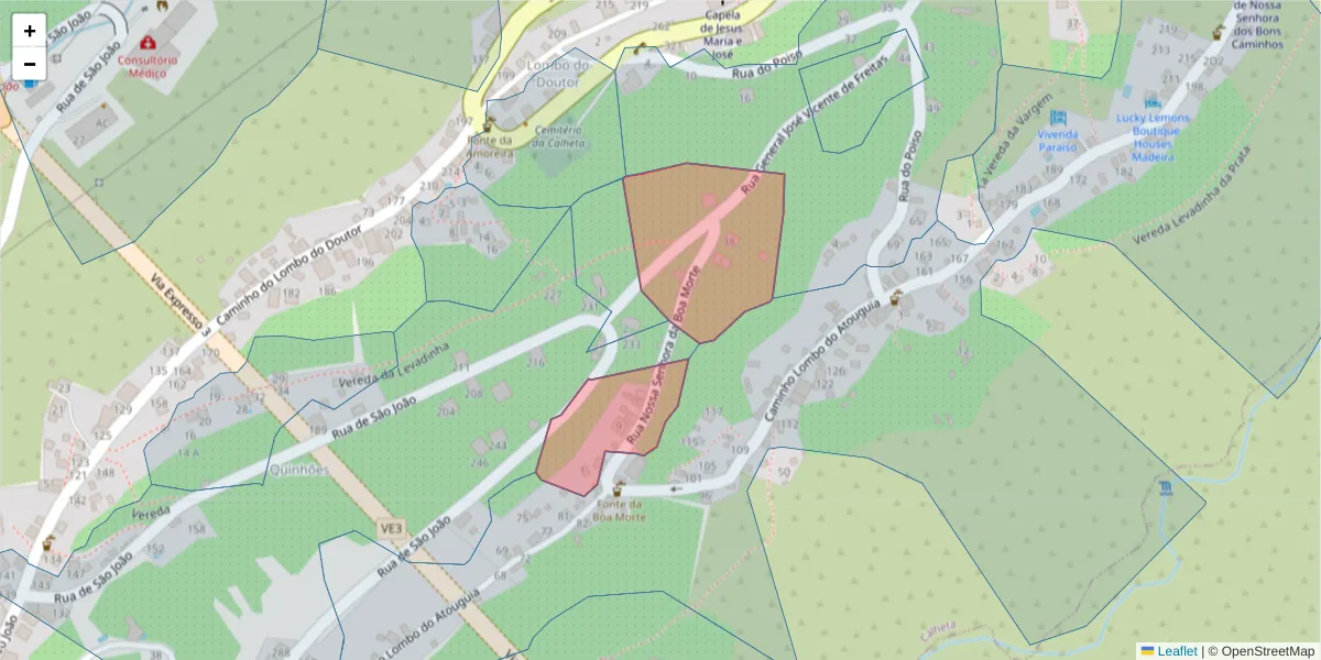 Mapa detalhado do código postal 9370-761 com limites, códigos postais vizinhos e agências dos correios