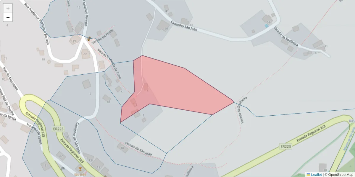 Mapa detalhado do código postal 9370-805 com limites, códigos postais vizinhos e agências dos correios