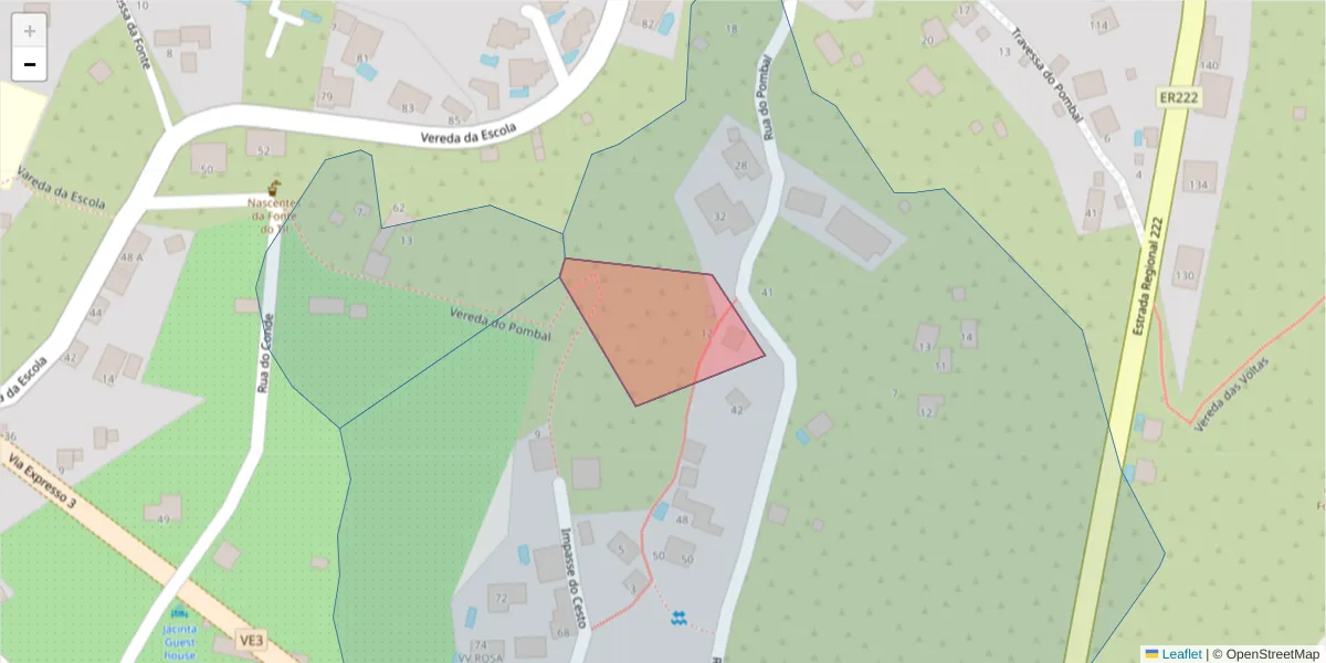 Mapa detalhado do código postal 9370-998 com limites, códigos postais vizinhos e agências dos correios
