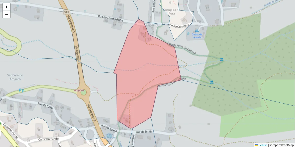 Mapa detalhado do código postal 9385-222 com limites, códigos postais vizinhos e agências dos correios