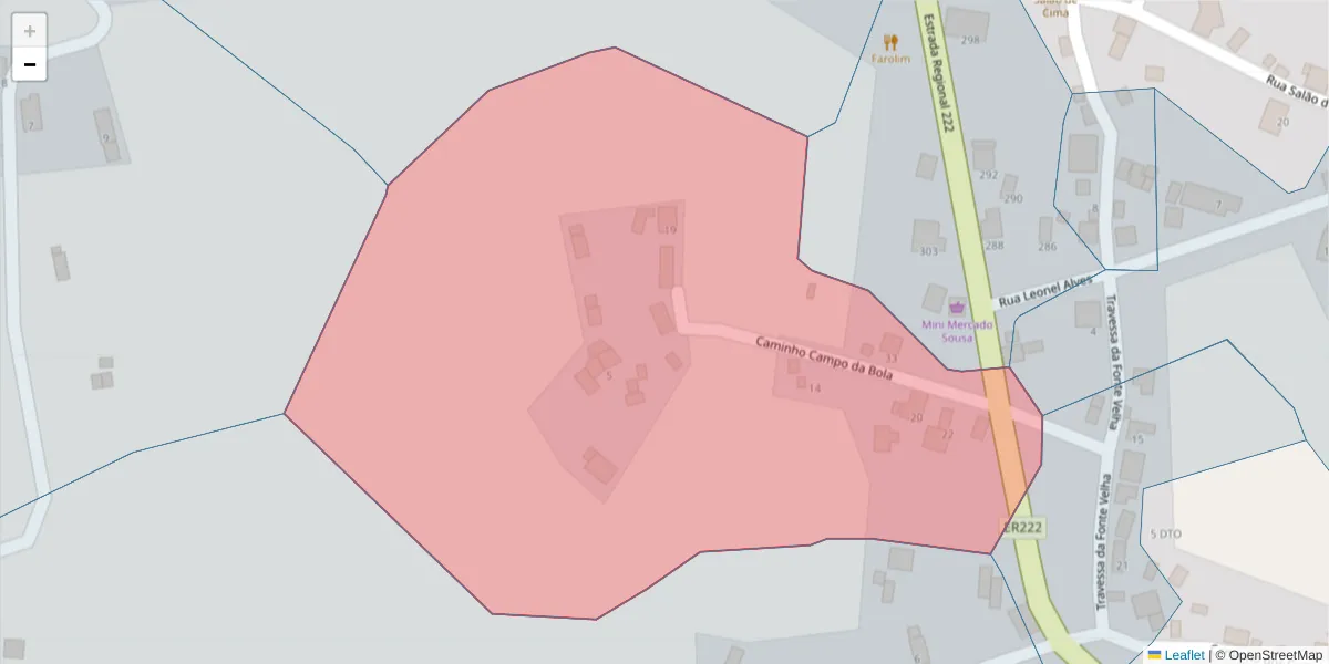 Mapa detalhado do código postal 9385-243 com limites, códigos postais vizinhos e agências dos correios