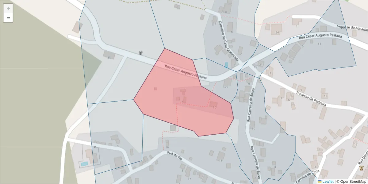 Mapa detalhado do código postal 9385-266 com limites, códigos postais vizinhos e agências dos correios