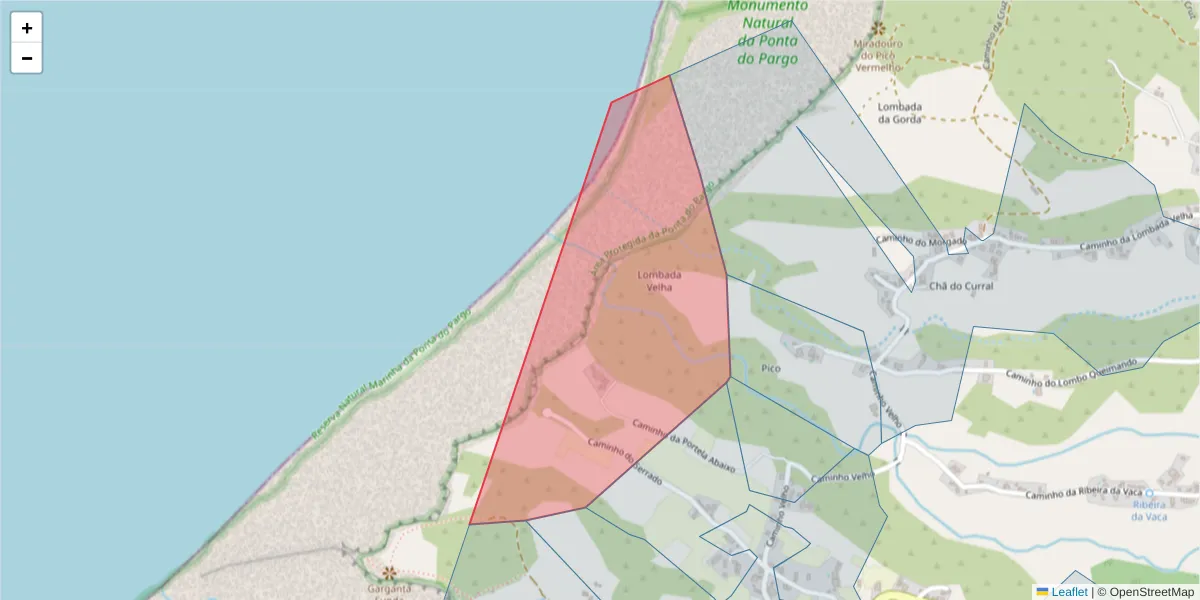 Mapa detalhado do código postal 9385-280 com limites, códigos postais vizinhos e agências dos correios