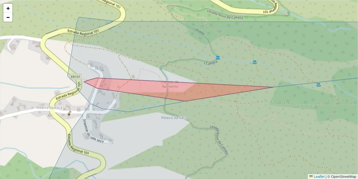 Mapa detalhado do código postal 9385-283 com limites, códigos postais vizinhos e agências dos correios