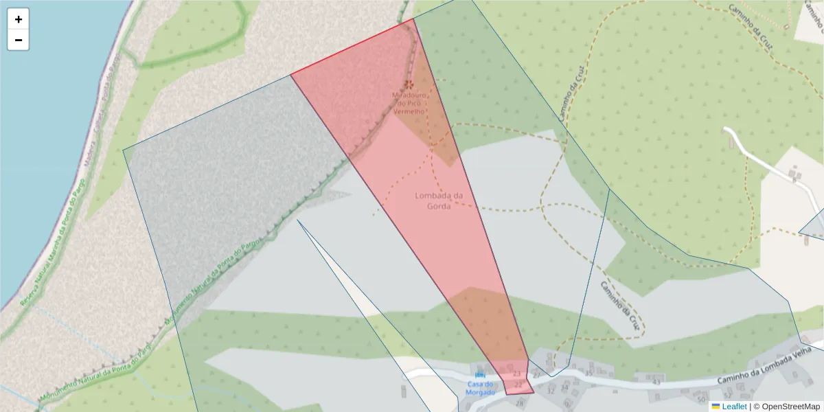 Mapa detalhado do código postal 9385-289 com limites, códigos postais vizinhos e agências dos correios