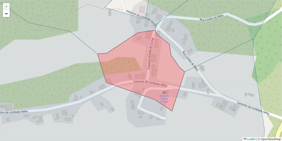 Mapa detalhado do código postal 9385-291 com limites, códigos postais vizinhos e agências dos correios