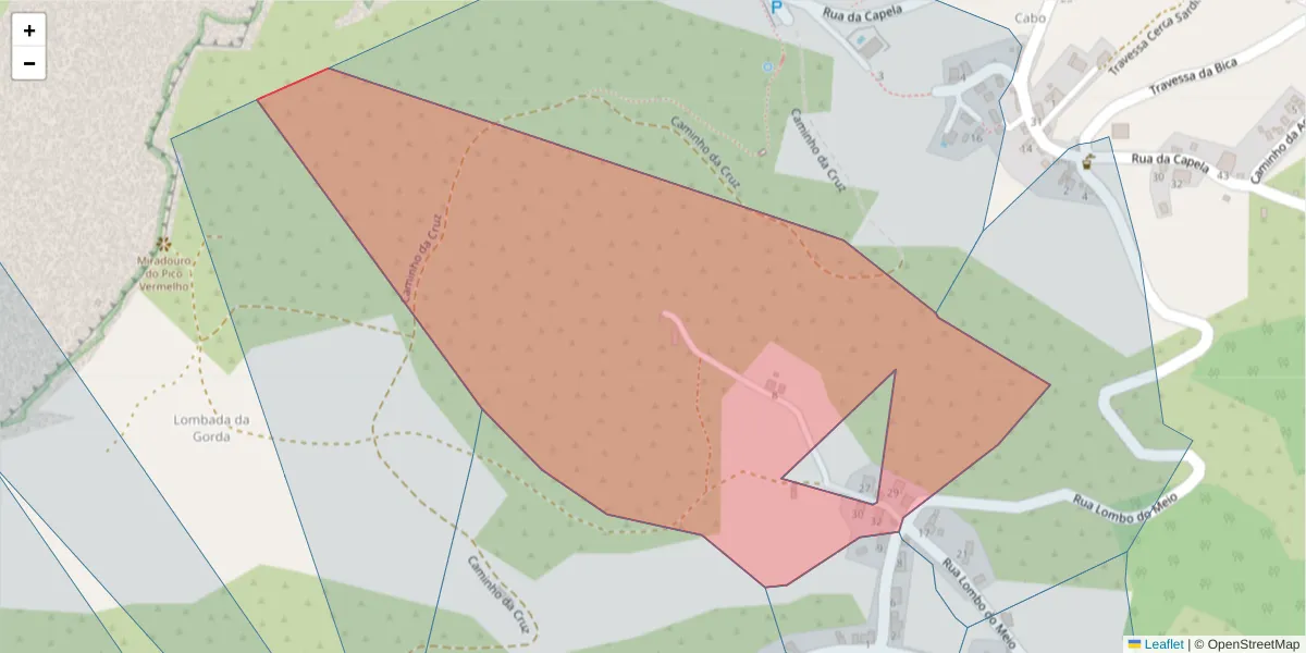 Mapa detalhado do código postal 9385-292 com limites, códigos postais vizinhos e agências dos correios