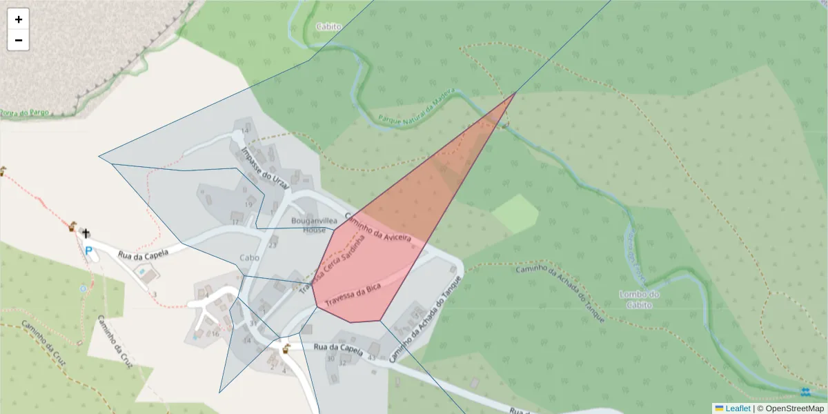 Mapa detalhado do código postal 9385-300 com limites, códigos postais vizinhos e agências dos correios