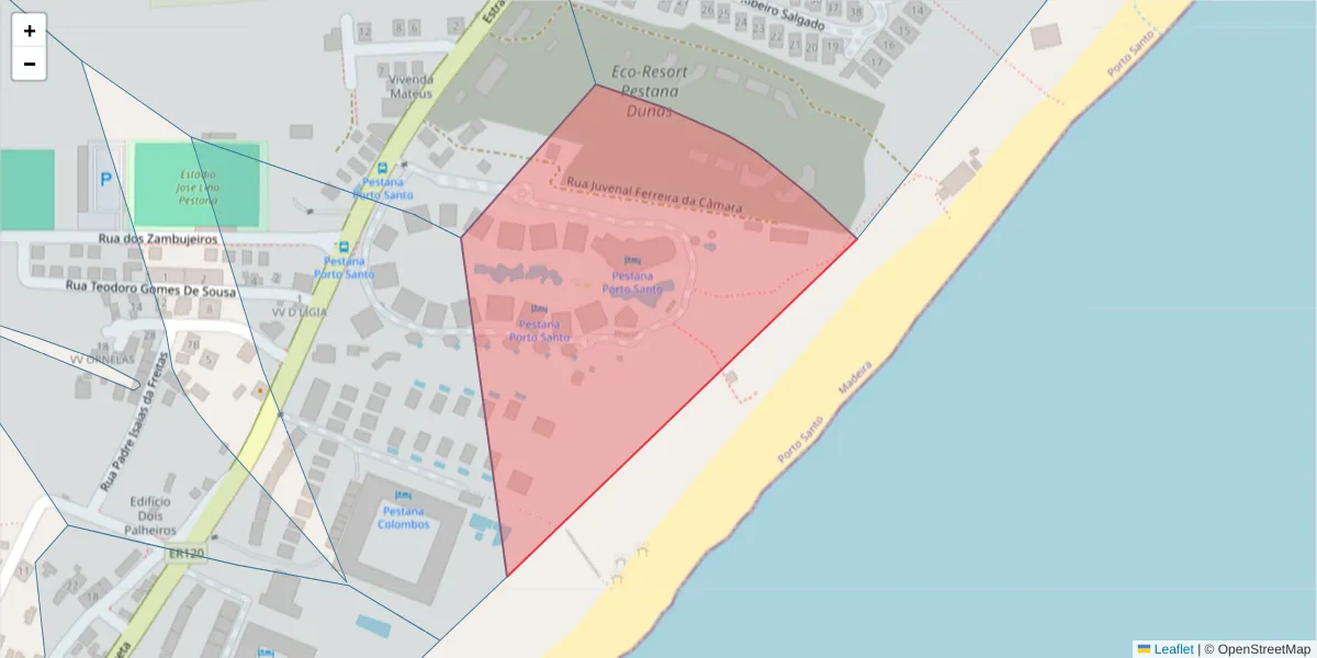 Mapa detalhado do código postal 9400-015;9400-242 com limites, códigos postais vizinhos e agências dos correios