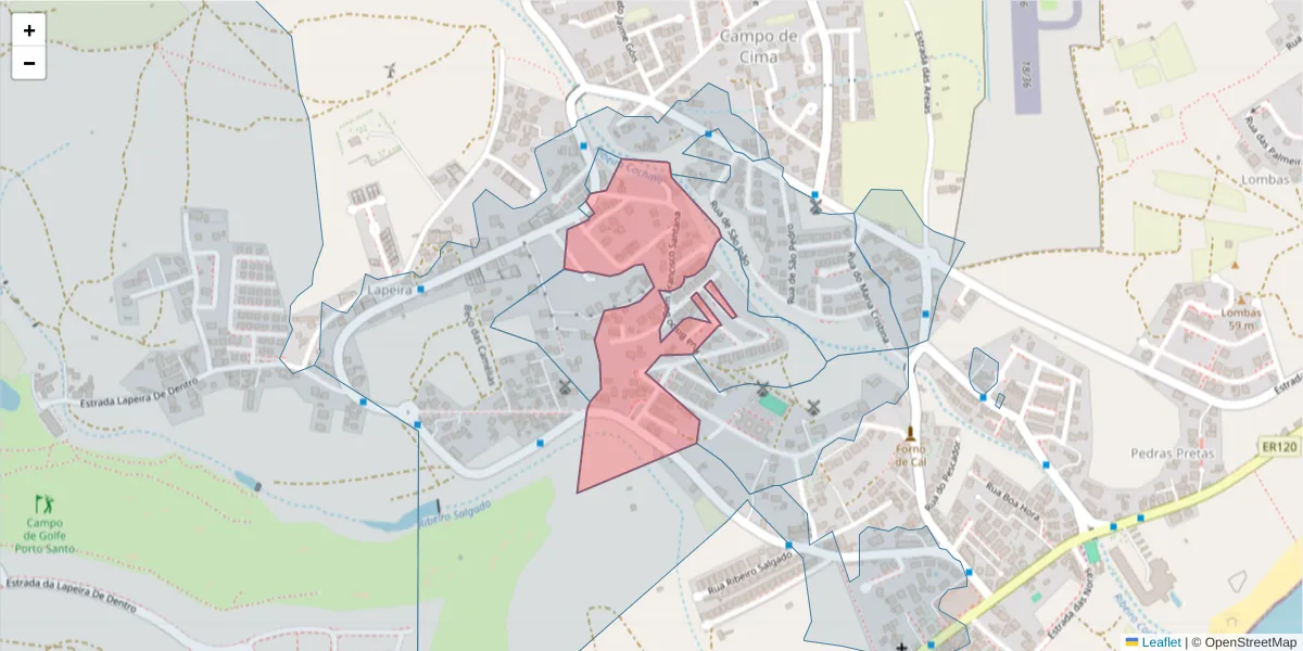 Mapa detalhado do código postal 9400-126 com limites, códigos postais vizinhos e agências dos correios