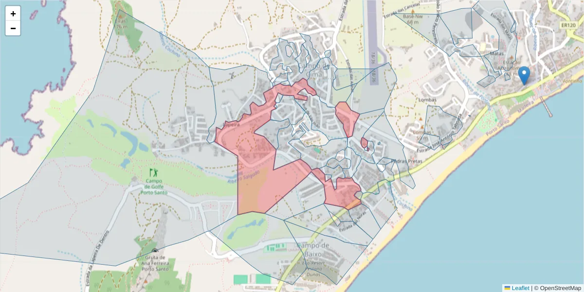 Mapa detalhado do código postal 9400-132 com limites, códigos postais vizinhos e agências dos correios