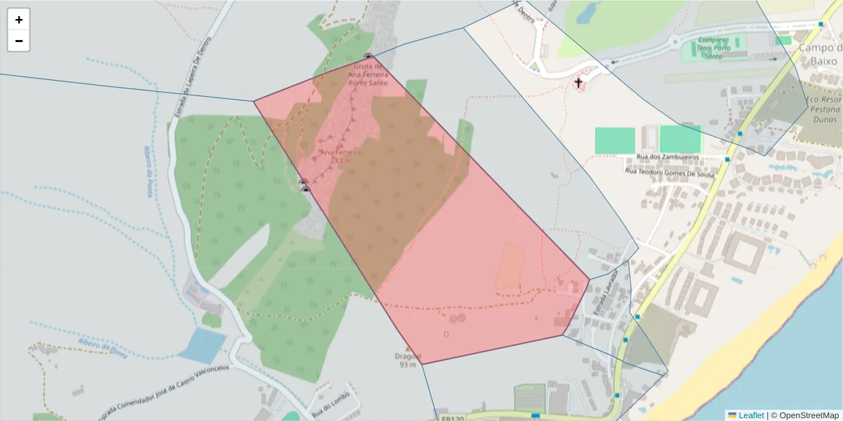 Mapa detalhado do código postal 9400-137 com limites, códigos postais vizinhos e agências dos correios