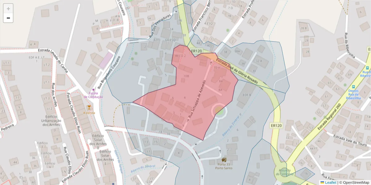 Mapa detalhado do código postal 9400-157 com limites, códigos postais vizinhos e agências dos correios