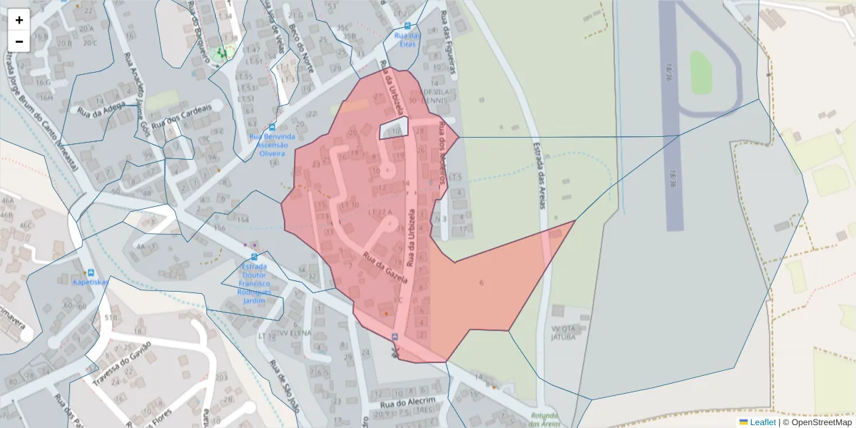 Mapa detalhado do código postal 9400-178 com limites, códigos postais vizinhos e agências dos correios