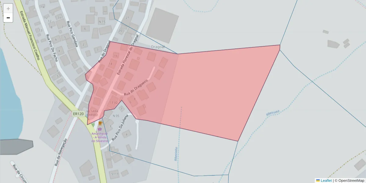 Mapa detalhado do código postal 9400-190 com limites, códigos postais vizinhos e agências dos correios