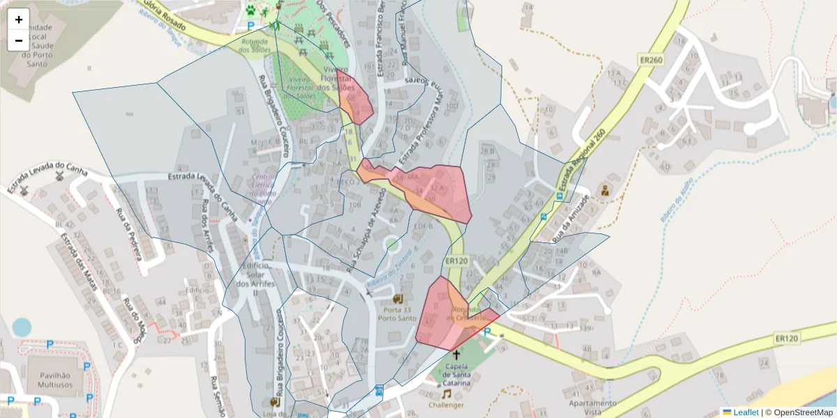 Mapa detalhado do código postal 9400-192 com limites, códigos postais vizinhos e agências dos correios