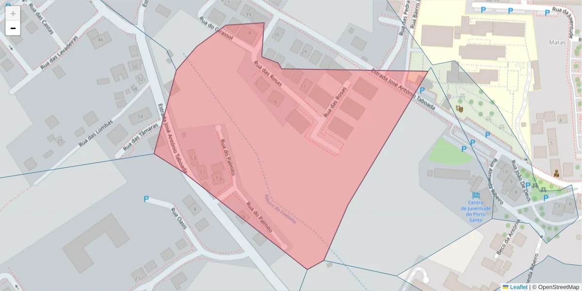 Mapa detalhado do código postal 9400-215 com limites, códigos postais vizinhos e agências dos correios