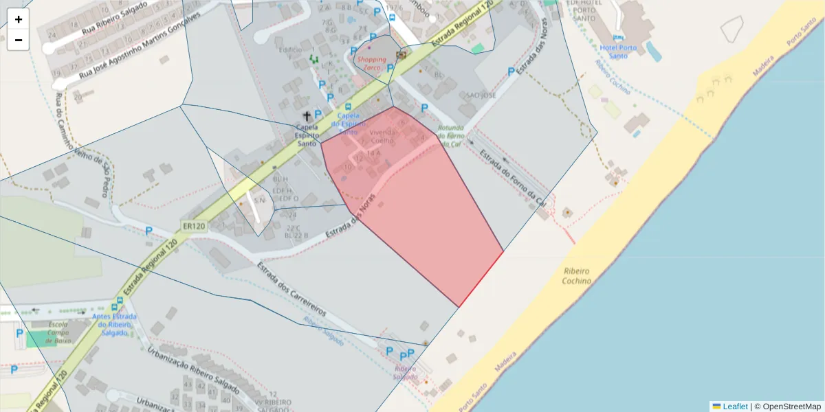 Mapa detalhado do código postal 9400-231 com limites, códigos postais vizinhos e agências dos correios