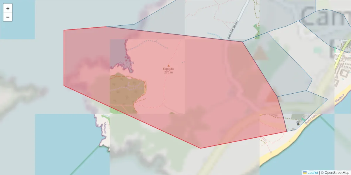 Mapa detalhado do código postal 9400-232 com limites, códigos postais vizinhos e agências dos correios
