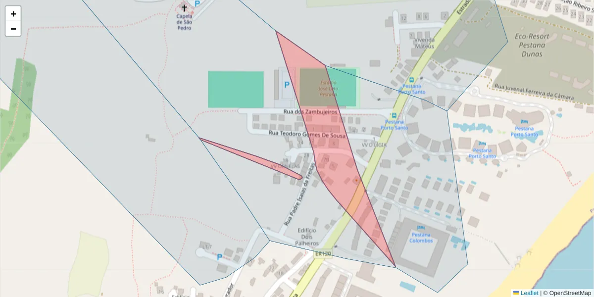 Mapa detalhado do código postal 9400-237 com limites, códigos postais vizinhos e agências dos correios