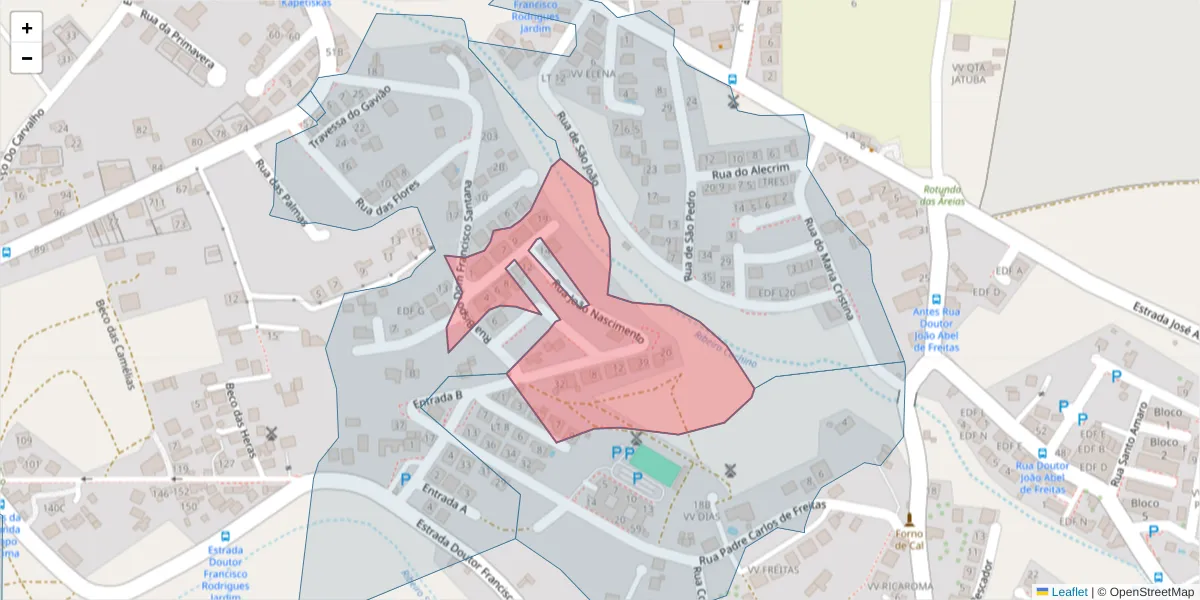 Mapa detalhado do código postal 9400-239 com limites, códigos postais vizinhos e agências dos correios