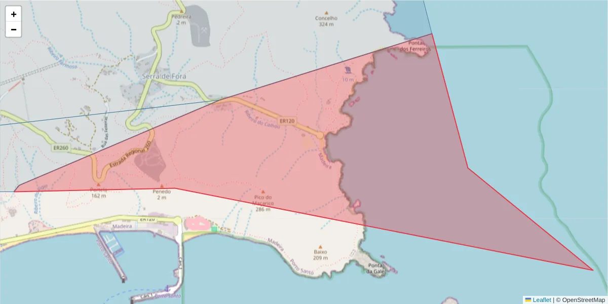 Mapa detalhado do código postal 9400-240 com limites, códigos postais vizinhos e agências dos correios