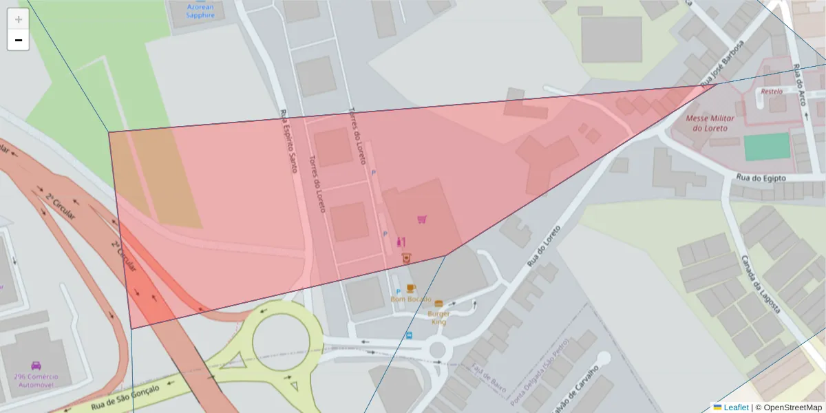 Mapa detalhado do código postal 9500-465 com limites, códigos postais vizinhos e agências dos correios