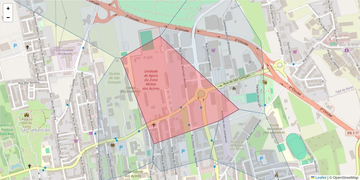 Mapa detalhado do código postal 9500-792 com limites, códigos postais vizinhos e agências dos correios