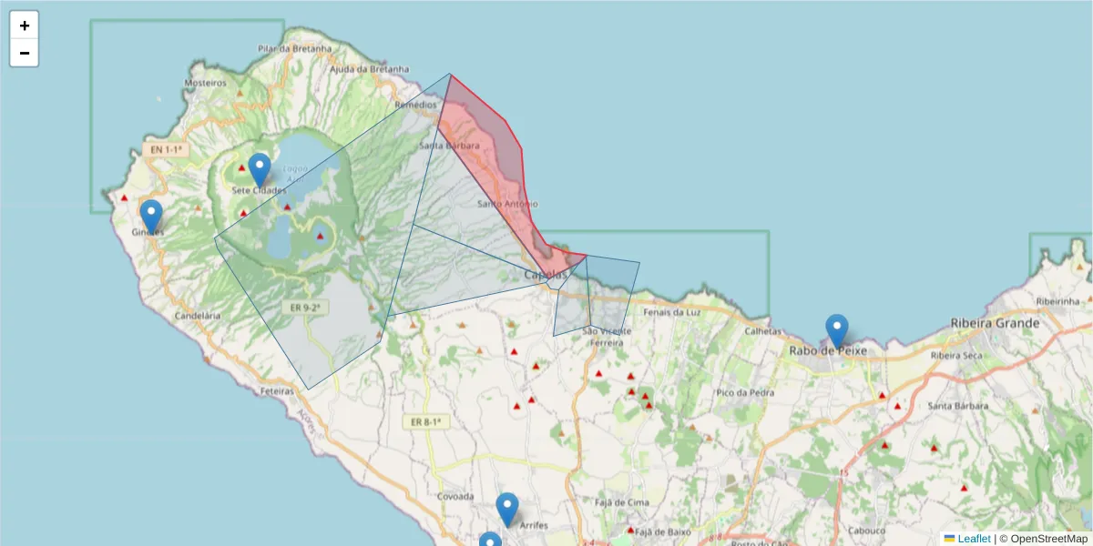 Mapa detalhado do código postal 9545-149 com limites, códigos postais vizinhos e agências dos correios