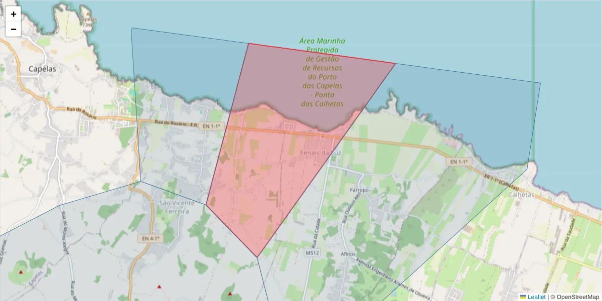 Mapa detalhado do código postal 9545-526 com limites, códigos postais vizinhos e agências dos correios