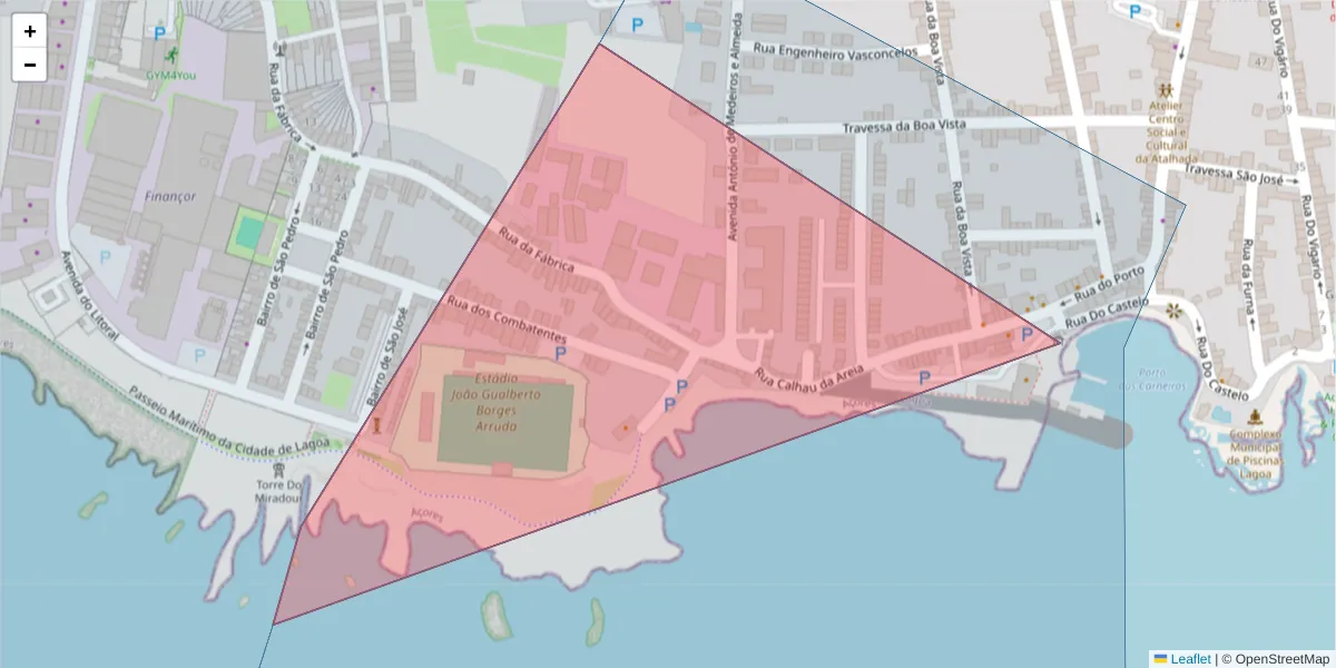 Mapa detalhado do código postal 9560-088 com limites, códigos postais vizinhos e agências dos correios