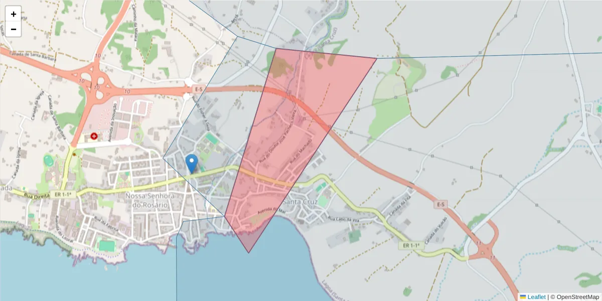 Mapa detalhado do código postal 9560-094 com limites, códigos postais vizinhos e agências dos correios