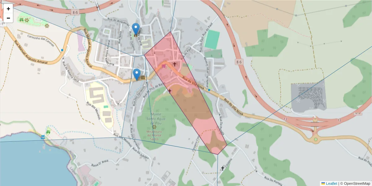 Mapa detalhado do código postal 9560-219 com limites, códigos postais vizinhos e agências dos correios