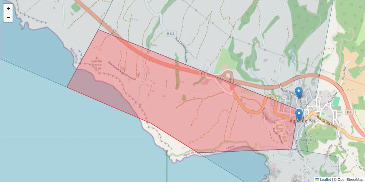 Mapa detalhado do código postal 9560-236 com limites, códigos postais vizinhos e agências dos correios