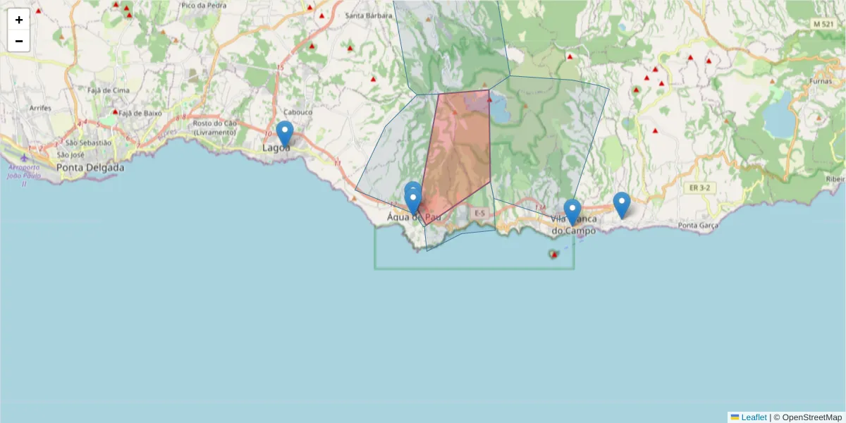 Mapa detalhado do código postal 9560-246 com limites, códigos postais vizinhos e agências dos correios
