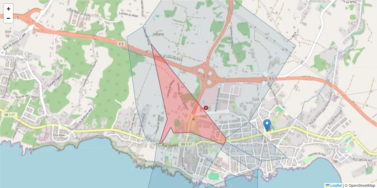 Mapa detalhado do código postal 9560-414 com limites, códigos postais vizinhos e agências dos correios